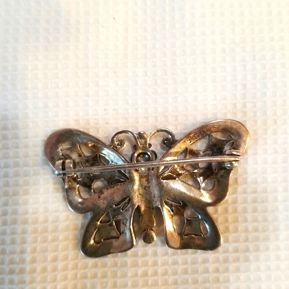 Vintage silver butterfly pin with marcasite - Picture 2 of 2